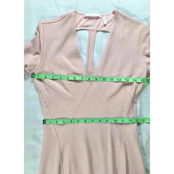 Helmut Lang Pink Bodycon Dress Back Shoulder Cut Outs Stretch Knit Sz Medium - Picture 6 of 9